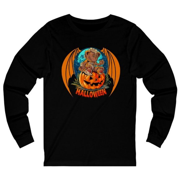 SBC Halloween Bear Unisex Long Sleeve White - Picture 2 of 2